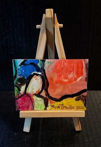 Original abstract flowers aceo - original,